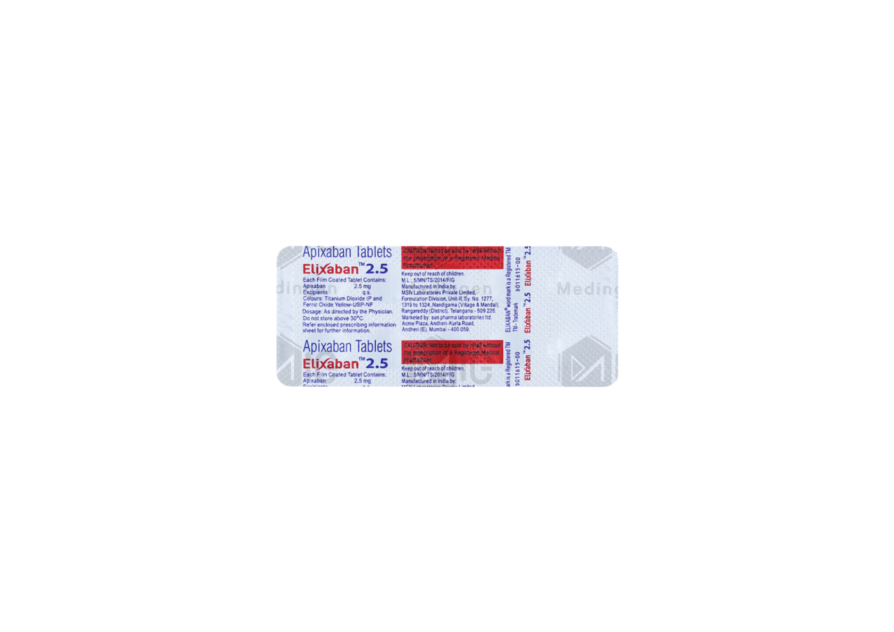 ELIXABAN 2.5MG